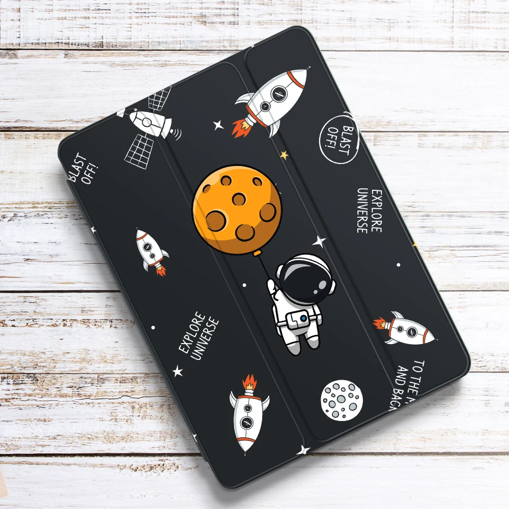 3D Astronauts for Air 4 iPad Pro 2021 Case Cute Air 1 With Pencil Holder 8th 7th 11 Pro 2018 Mini 5 / 6 Cover Silicone For 10.5