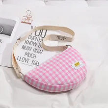 Хипстерская женская текстильная сумка через плечо новая стильная полукруглая клетчатая изящная сумка на плечо Милая Повседневная сумка на плечо