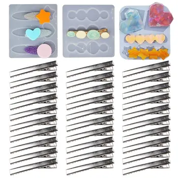

Crystal Epoxy Resin Mold Hair Clip Barrette Casting Silicone Mould DIY Crafts Jewelry Hairpin Making Tools