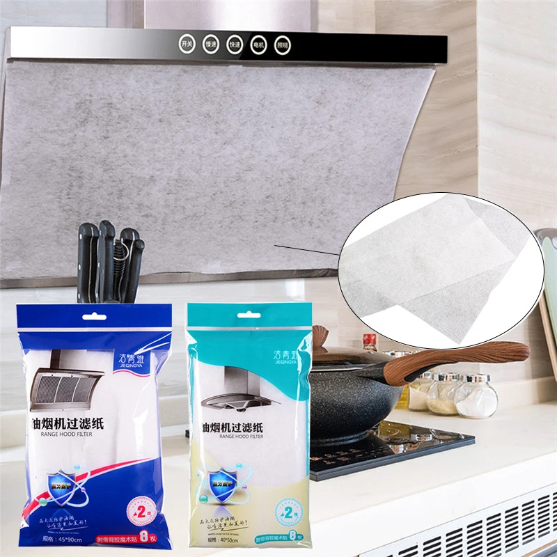2 Pcs Kitchen Oil Filter Paper Oil-absorbing Paper Anti Oil Cotton Filters Cooker Hood Extractor Fan Protection Filter