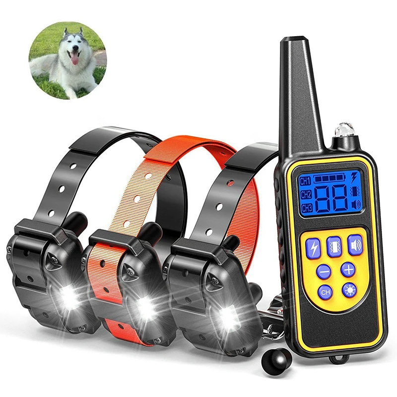 Collar eléctrico de entrenamiento para perros, collarín impermeable recargable con pantalla LCD