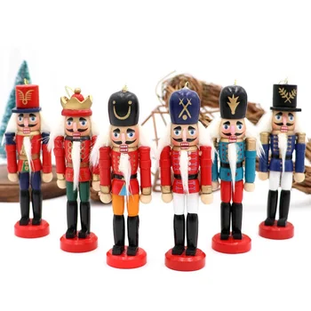 

6Pcs/set Christmas Decoration Christmas Doll Soldier Wood Decoration Made Nutcracker Puppet Desktop Pendants Ornaments For Party