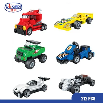

212pcs Race Car Compatible Brand Speed Champions City Vehicle Super Moc Car Set Model Building Blocks Mech Kid Toys Technic