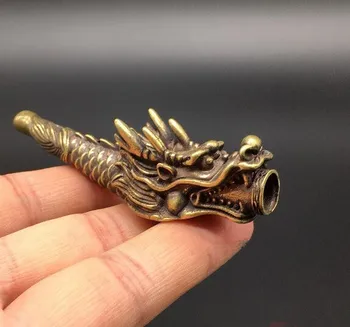 

Chinese pure brass Carving dragon cigarette holders small statue#4