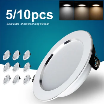 

junejour 5 Pcs/ 10 Pcs all-aluminum Ceiling Light Downlight 5W 3"/7W 3.5" LED Spotlight 3000K/4000K/6000K