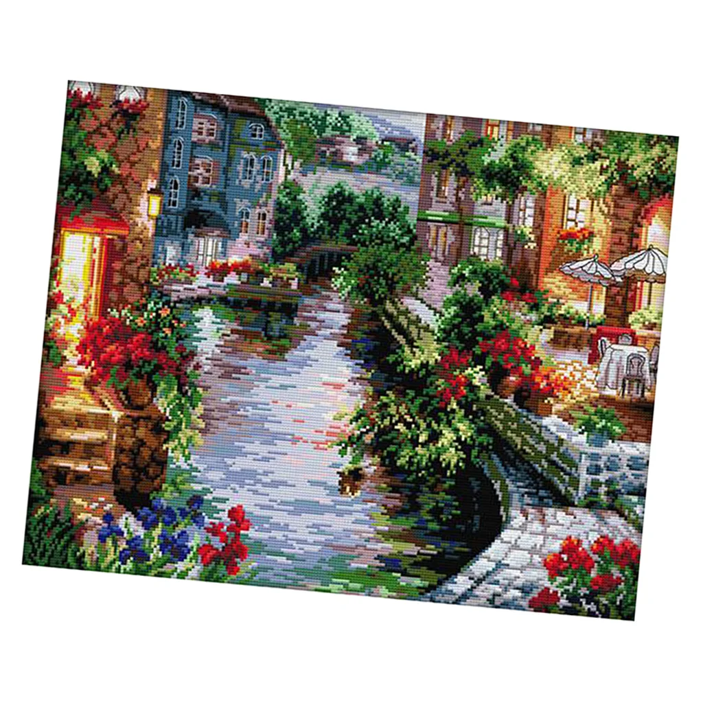 The Lakeside House Stamped Cross Stitch Kit Handmade Needlework 14CT 48x40cm