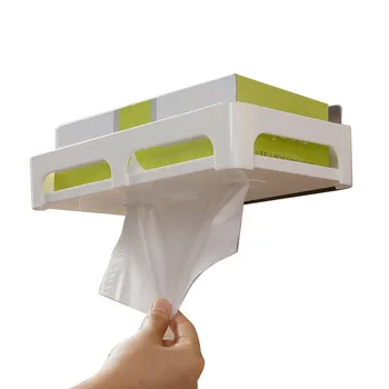 

Wall-Mounted Paper Towel Holder Sundries Storage Rack Bathroom Kitchen Tissue Hanger Storage Rack