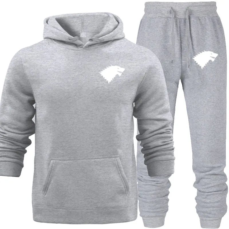 

New 2019 Brand Pullover Tracksuit Fashion Men Sportswear Two Piece Sets All Cotton Fleece Thick Hoodie+Pants Sporting Suit Male