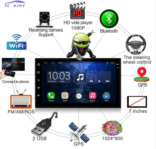 Android OS автомобильное радио аудио стерео FM 2Din DVD 1024*600 gps навигатор Bluetooth интеллектуальная динамическая траектория парковочная камера