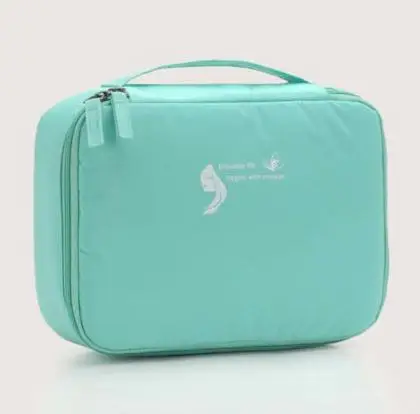 Светло-зеленый Women Professional Cosmetic Bag Multifunction Zipper Women's Toiletry Bag Large Capacity Ladies Waterproof Travel Pouch - Цвет: Светло-зеленый