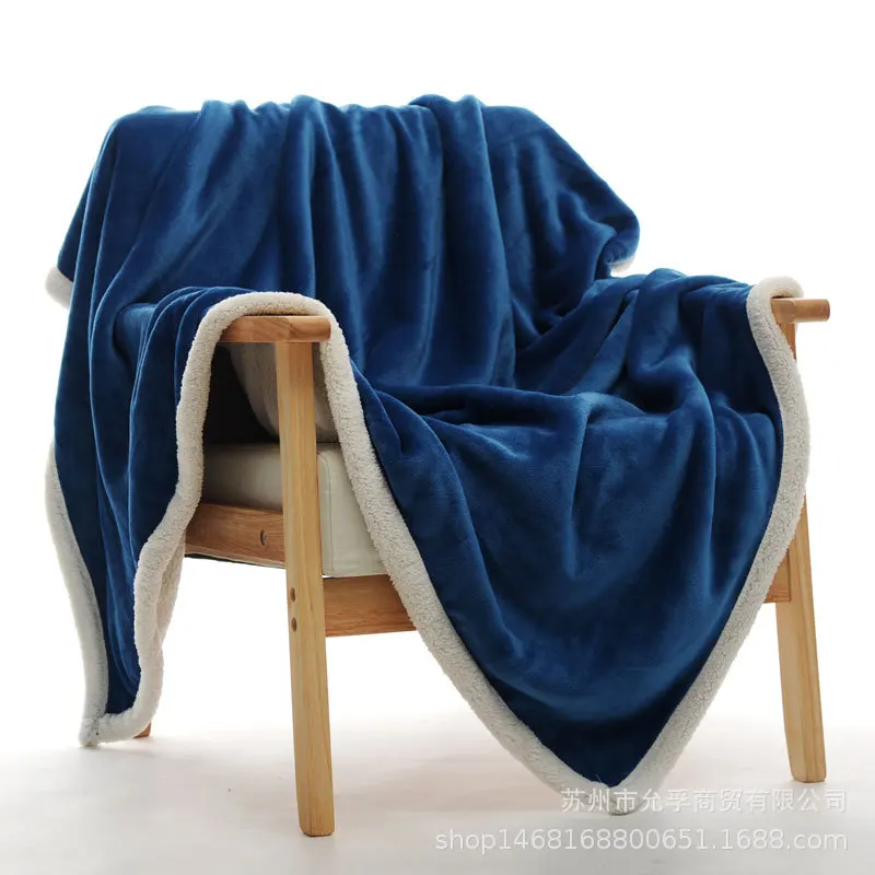 80X120cm 2 layers winter thick sherpa kids bed spread band edge baby blanket toddler quilt minky super soft furry child blanket