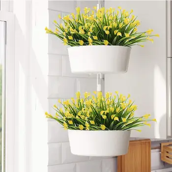 

4 Pcs Artificial Flowers Outdoor Yellow Calla Lily Fake Plants Faux Shrubs Plastic Greenery Decor