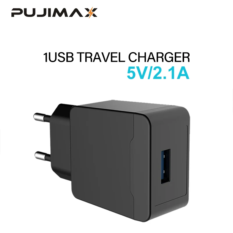 PUJIMAX USB зарядное устройство адаптер 1 порт для iPhone 5V 2.1A настенное/дорожное