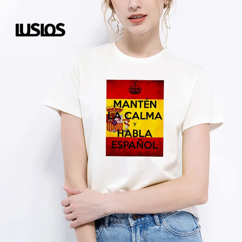Футболка LUSLOS с надписью Keep Calm (Испания) Национальный день Испании желтая красная