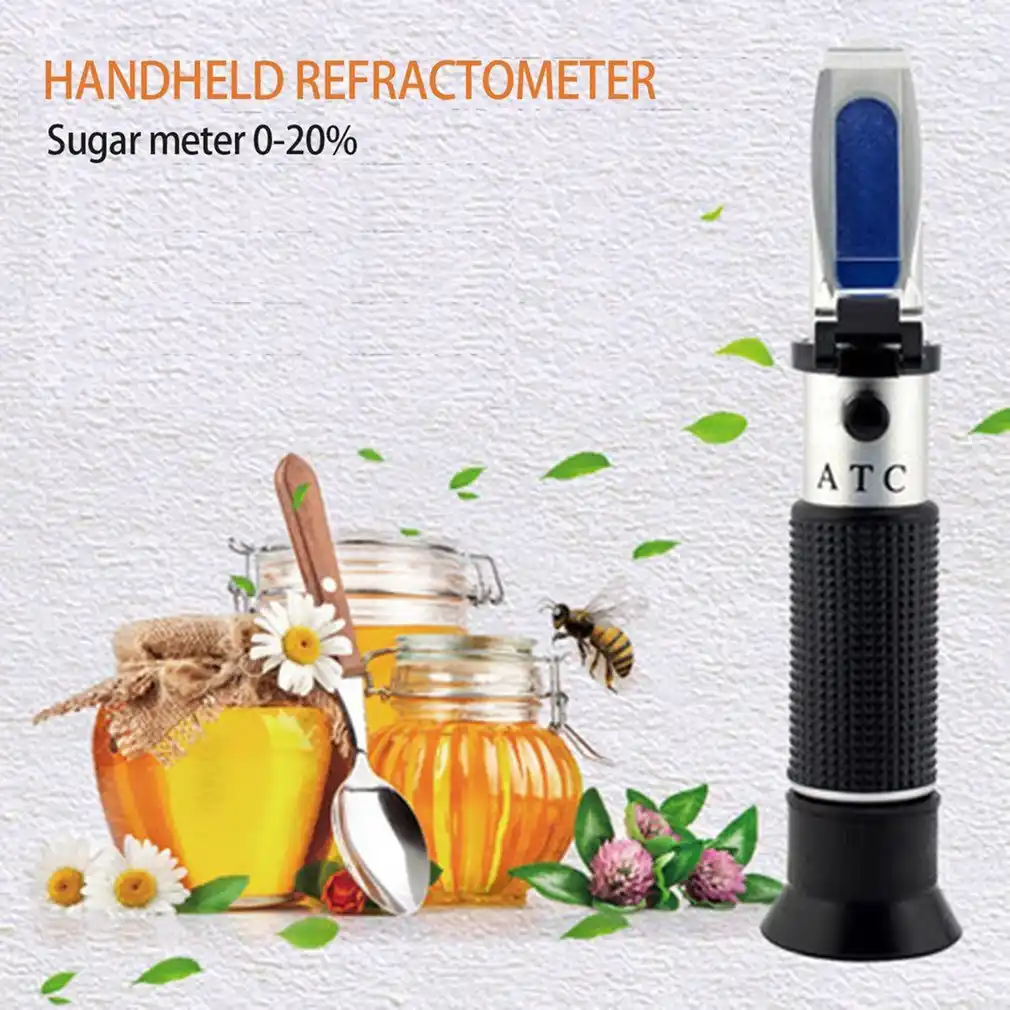 Lorenlli 0-20/% Handheld Honey Fruit Sugar Solution Brix Refractometer Juice Sweetness Saccharimeter Concentration Meters
