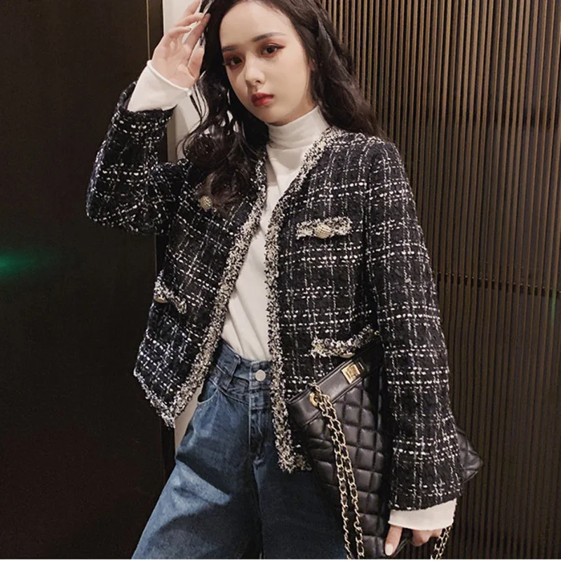 

LANMREM 2020 Spring New Fashion Personality Lapel Tassel Warm Long-sleeved Tweed Cardigan Coat Female PB644
