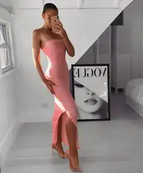 Simly Tara 2019 модное платье на бретельках сексуальное розовое длинное платье макси в обтяжку для ночного клуба вечерние платья