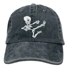 Джинсовая кепка с черепом и скелетом кунг-фу, регулируемые женские Стрейчевые бейсболки