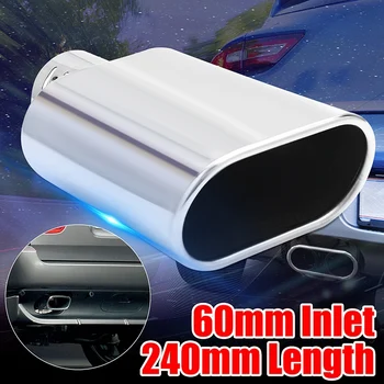

For BMW For Benz Universal Car Decoration Flat Chrome Stainless Steel Car Muffler Exhaust Tail Throat Liner Pipe 60Mm