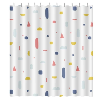 

More Than Thickened Waterproof and Proof Shower Curtain No Hole Curtain Bathroom Waterproof Fabric-Geometry