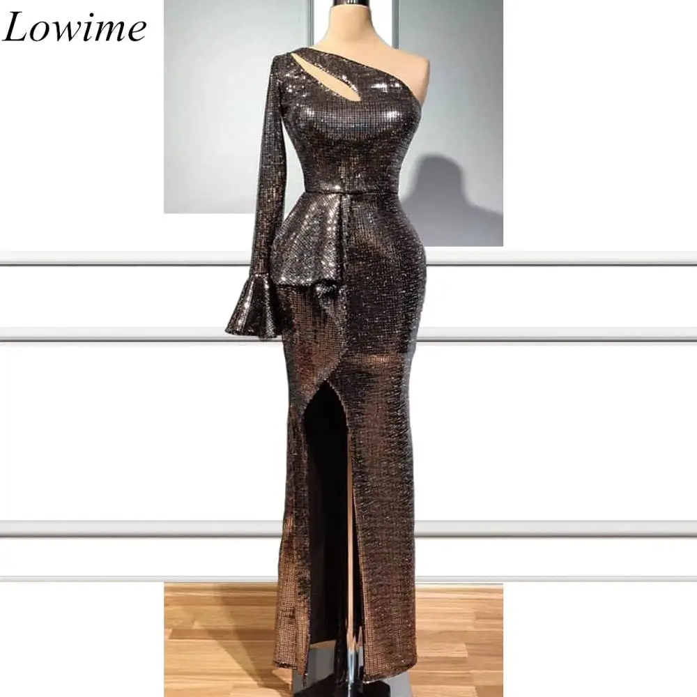2019 Plus Size Arabic One Shoulder Formal Evening Dresses Long Mermaid Couture High Split Women Prom Party Gowns Dubai Vestidos | Свадьбы и