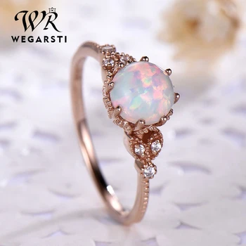 

WEGARSTI Hot-selling Women's Silver 925 Jewelry Engagement Ring Moonstone Rose Gold Silver Ring Gift For Valentine Fine Jewelry