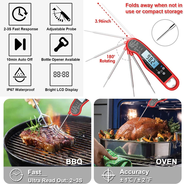 Digital Meat Thermometer for Cooking: Oven Probe Turkey Food Instant Read  Temperature Thermometers - Grill Leave in Safe Deep Frying Smoker Fryer Oil