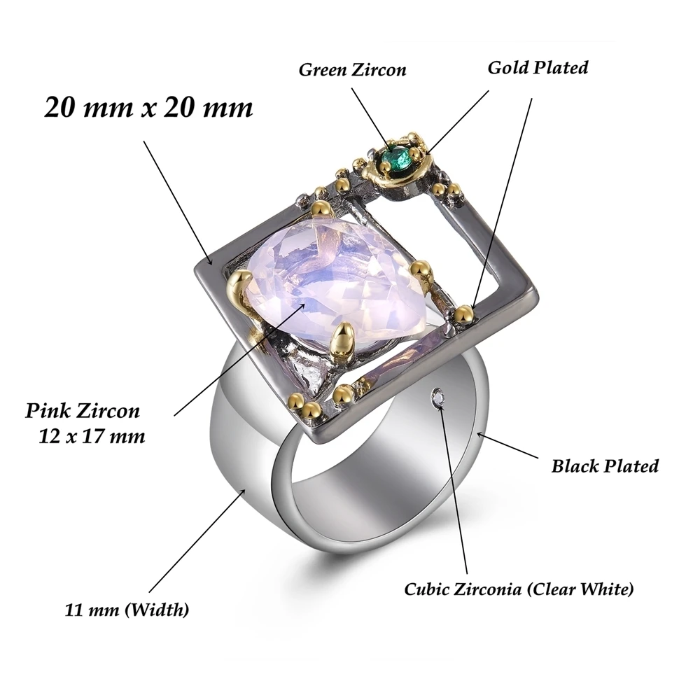 Pink stone square ring (1)