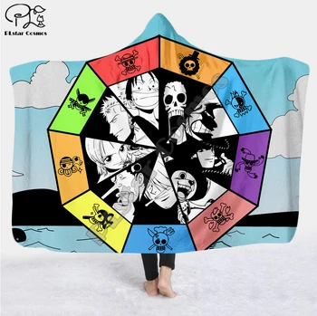 

Anime One Piece Cartoon Paintings Blanket Hooded Blanket 3D full print Wearable Blanket Adults men women Blanket style-12