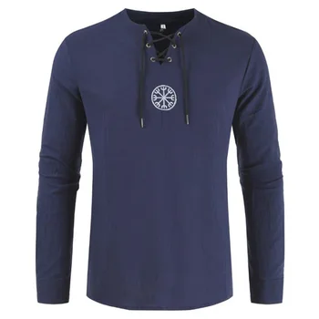 

Men's Tops Vintage Shirt Sexy V Neck Long Sleeve Medieval Gothic Shirt Pullover Tunic Retro Cosplay Tops Victorian Costume