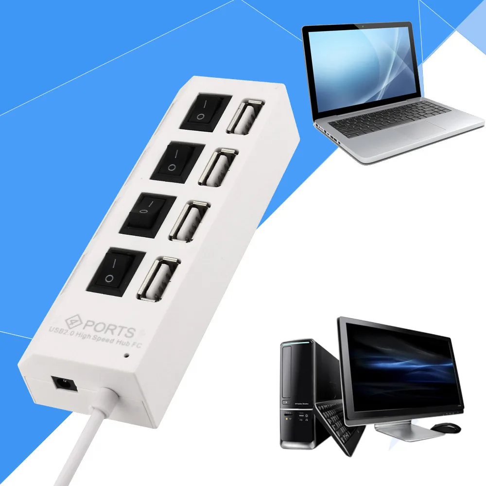 Interruptor hub con 4 puertos USB 2,0, cable adaptador de corriente CC para portátiles, garantía de calidad, novedad