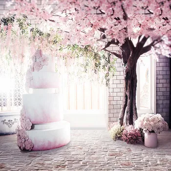 

Vinyl Photography Background Computed Printed Vintage Castle Pink Cake Wedding Backdrops for Photo Studio CM-6935