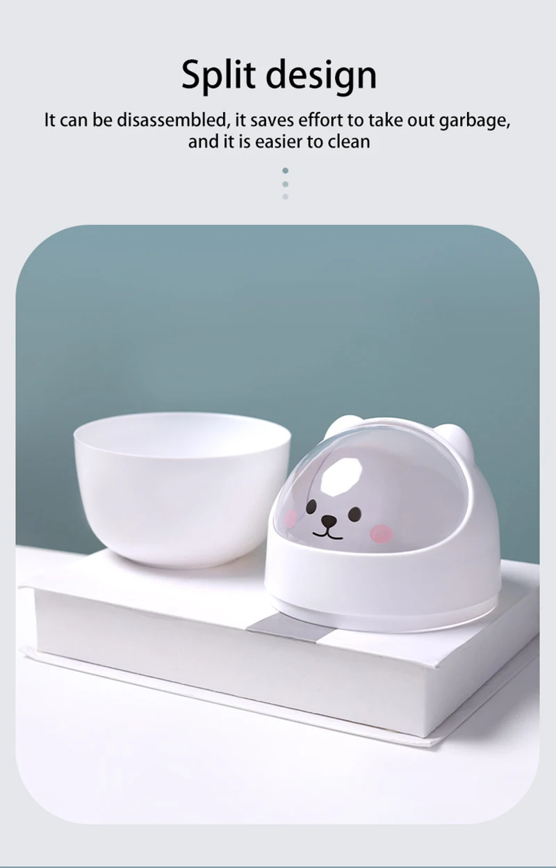 Rocking Lid Design Multifunctional Storage Bin Cute Desktop Cartoon Mini Trash Can Creative Decoration Home Daily Necessities