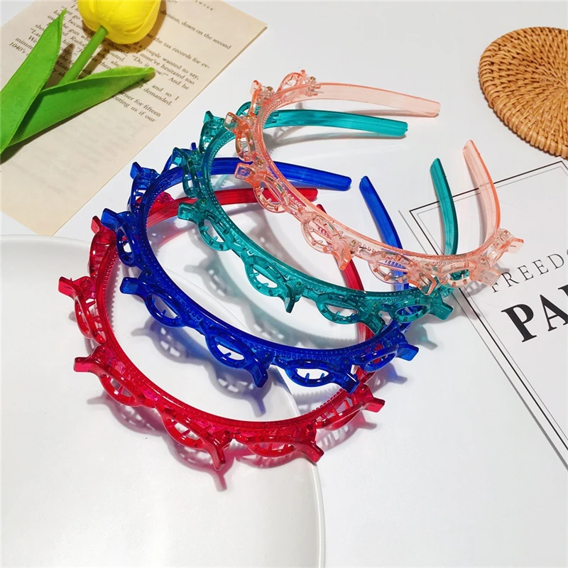 

Double Bangs Hairstyle Hairpin Headband for Women Double Layer Twist Plait Headband Tools Multi-layer Hollow Clip Gift