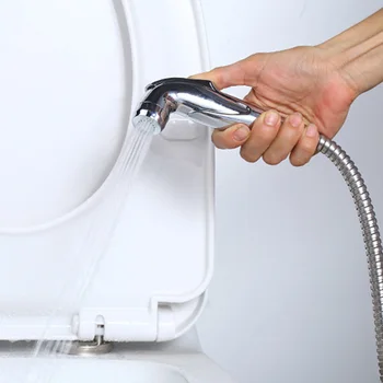 

Bathroom Bidet Sprayer Shattaf With Chrome Shower ABS Self Cleaning Bathroom Handheld Wash Single Head Accessories