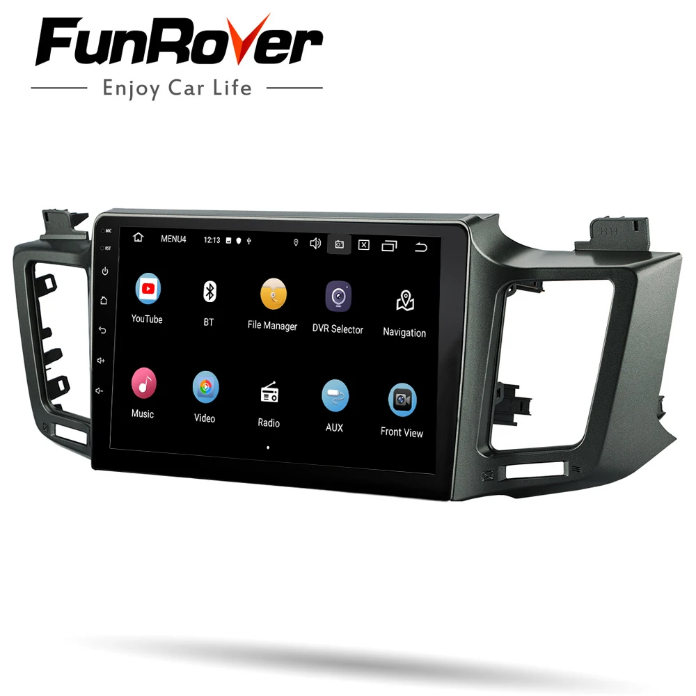 Discount Funrover 2.5D+IPS car multimedia player android 9.0 2 din dvd For Toyota RAV4 2013 2014 2015-17 stereo car radio gps navigation 2