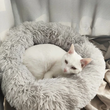 

Cat bed 6 Sizes Round Plush Cat Bed House Cat Mat Winter Warm Sleeping Cat Nest Soft Dog Basket Pet Cushion Portable Supplies