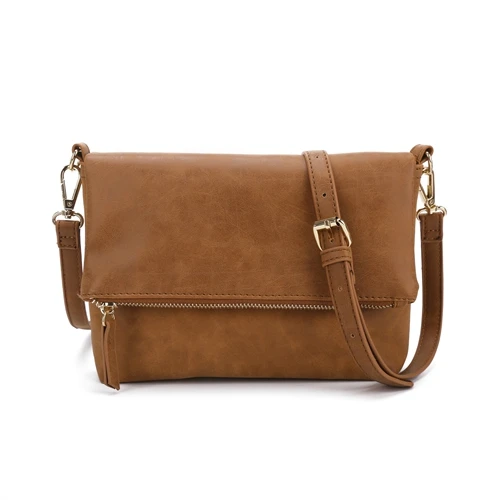 AFKOMST повседневная женская маленькая сумка через плечо коричневая винтажная сумка-портфель мягкая легкая дизайнерская сумка-мессенджер CT30080 - Цвет: BROWN