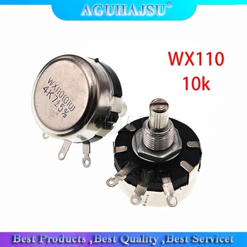 

5pcs WX110 (010) 6mm Round 10k ohm Metal Shaft Single Turn Wire resistor Wound Potentiometer