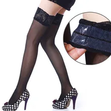 Novo sexy fishnet meia meia calça silicone oco elástico meias para as mulheres rendas superior alta coxa collants meia calça transparente