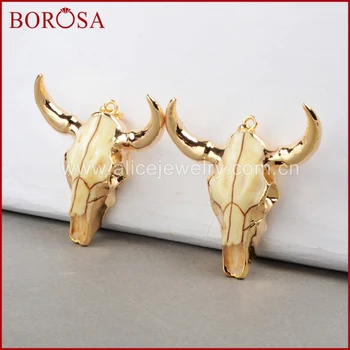 

BOROSA 5pcs Resin Cattle Pendant,Longhorn OX Head Bull Buffalo Resin Pendant Jewelry for Necklace DIY
