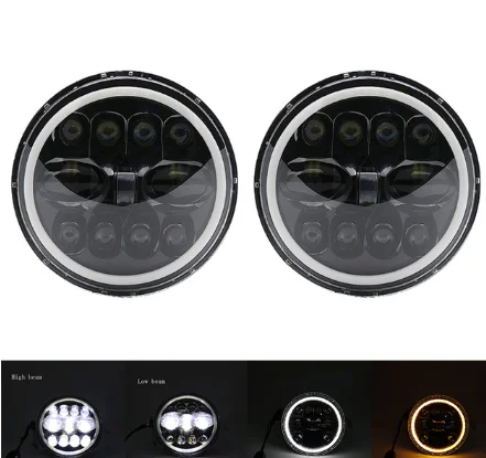 Black Для UAZ 4x4 Jungle Lada 4x4 urban Niva " черный светодиодный H4 Фары для Jeep JK TJ LJ Land Rover Defender - Цвет: Black