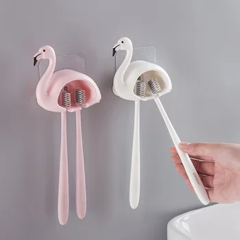 

Bathroom Organize Flamingo Pattern Toothbrush Holder Toothpaste Storage Rack Tooth Brush Dispenser Bathroom Accessories K1238 I
