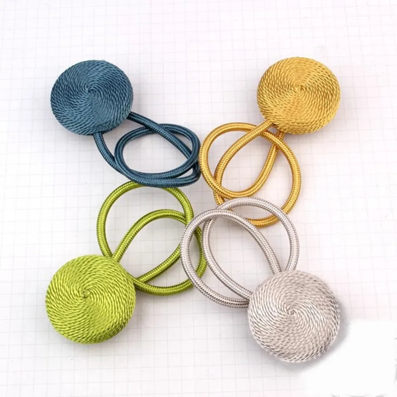 Magnetic Curtain Tiebacks Flannel Round Curtain Tie Backs Holdbacks Ring Buckle Clips Curtain Rods Decoration Accessoires