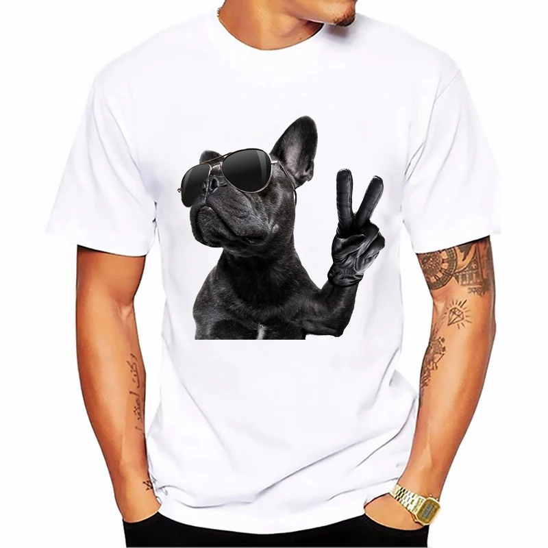 

Glass French Bulldog Print Funny T Shirts Men Summer Top Male'S Cool Hip Hop T Shirt White Short Sleeve Casual Camisetas Hombre