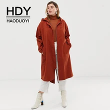 HDY Haoduoyi Новая мода осень большой размер прямой с капюшоном сзади вилка оснастка ветер дикая Свободная Повседневная ветровка куртка