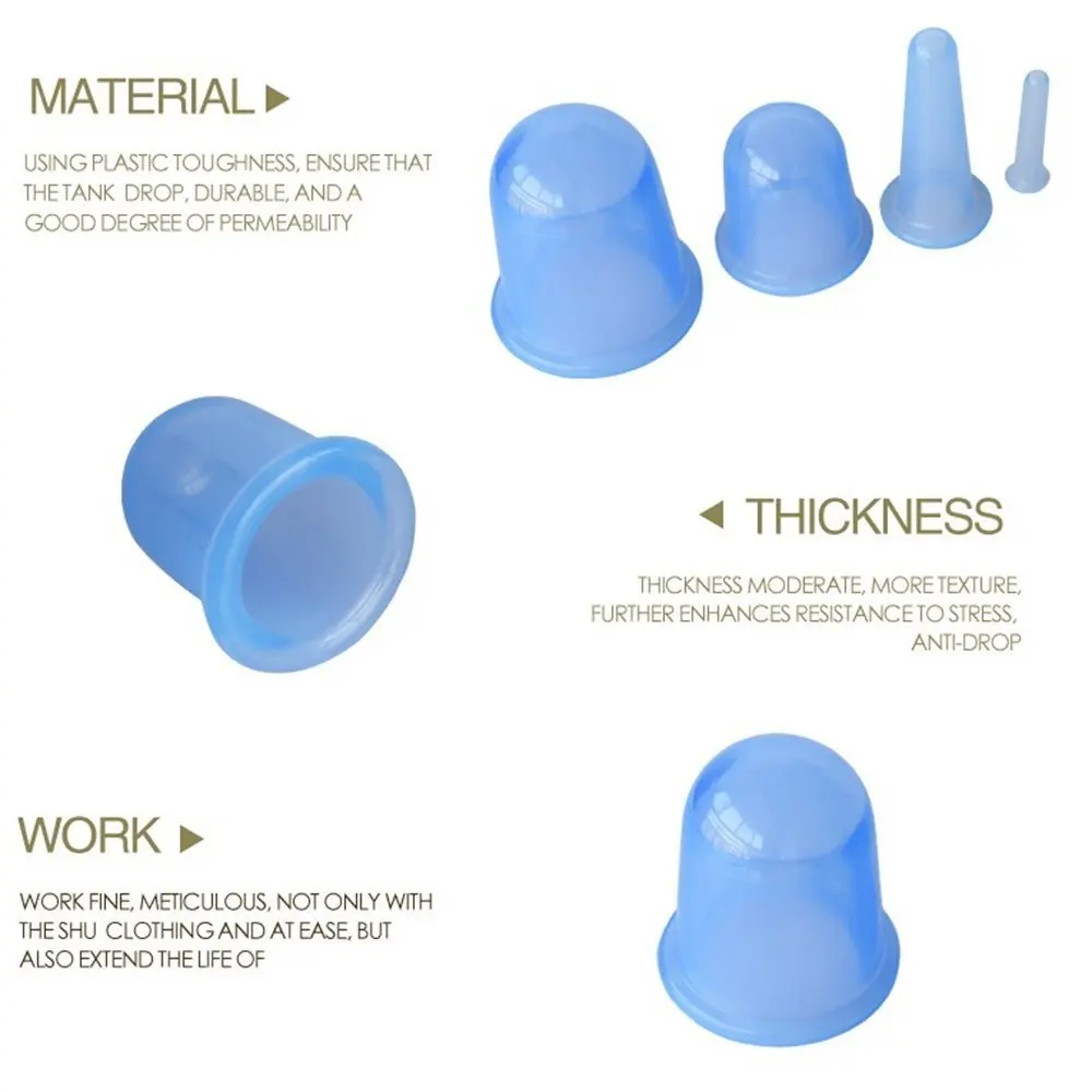 4 pcs Chinese vacuum massage jars suction cups massage for face body cellulite sucker cups massage vacuum cup set for family