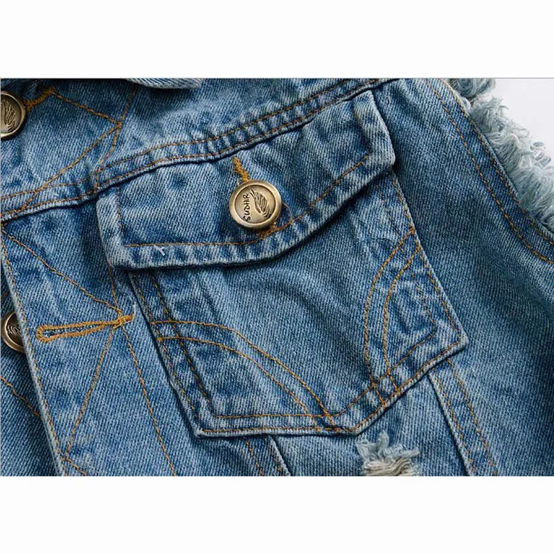 Мужской приталенный джинсовый жилет с карманами, рваная куртка без рукавов, повседневный тонкий жилет, Colete, большой размер, S-7XL
