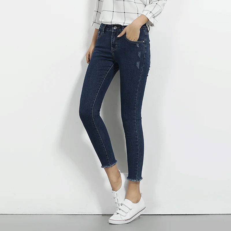 Женские леггинсы LEIJIJEANS синие эластичные длинные облегающие джинсы карандаш со