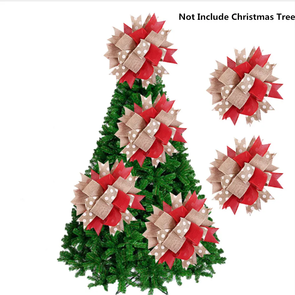 

10pcs Christmas Tree Topper Bow Large Red Christmas Bows DIY Ribbon for Home Garden Party Decor Christmas Tree Decoration